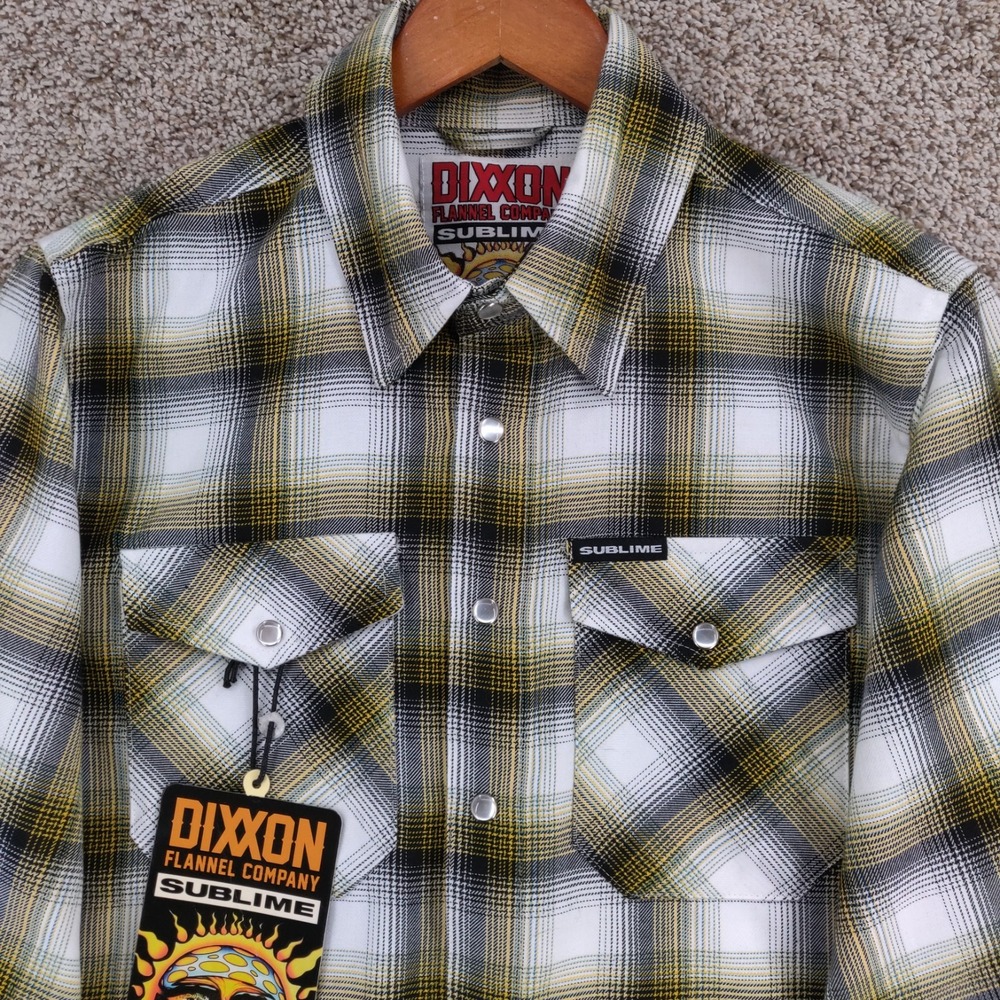 Dixxon Sublime Shirt Mens XS Plaid Flannel Pearl Snap Long Sleeve Rock Band